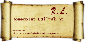 Rosenblat Lóránt névjegykártya